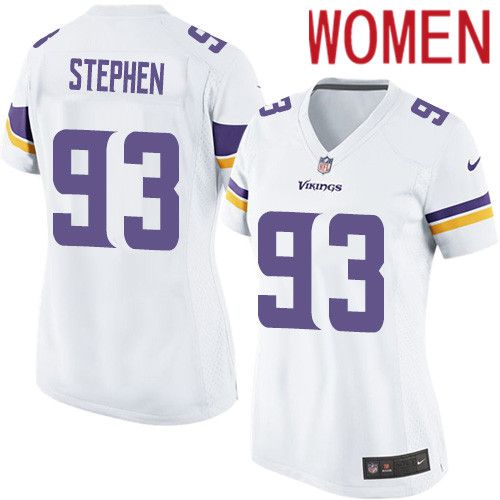 Women Minnesota Vikings #93 Shamar Stephen Nike White Game NFL Jersey->women nfl jersey->Women Jersey